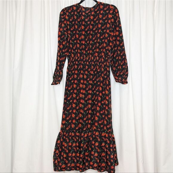 Tucker NYC Juliette Dress Mariposa in Crepe de Chine Silk Midi Floral - Picture 7 of 11